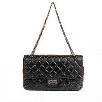 AAA Chanel Classic Bags A40711 Black Lambskin Leather Silver Replica